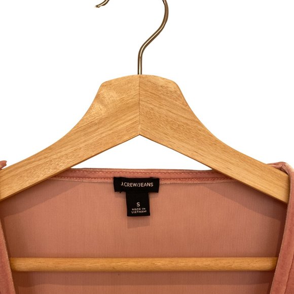 J Crew Jeans Long Sleeved Rose Pink Velvet Velour Scoop Neck Bodysuit Size S/XS - Picture 2 of 7